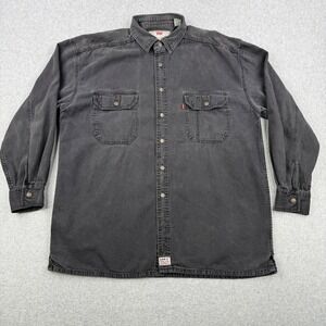 Vintage Levis Shirt Mens XL Black Denim 1995 Metal Button Button Down Casual